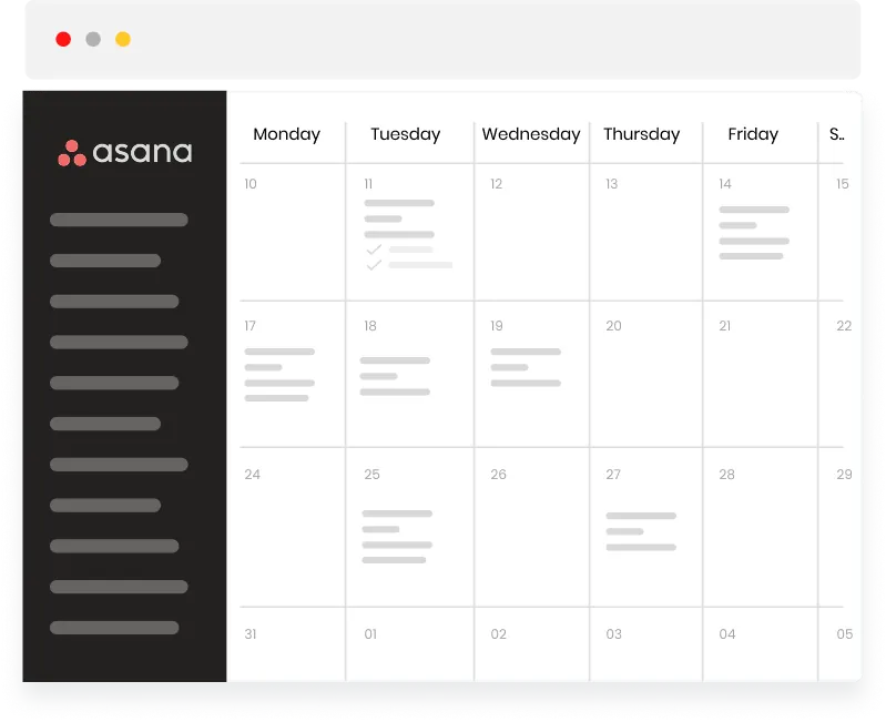 Asana planning calendar