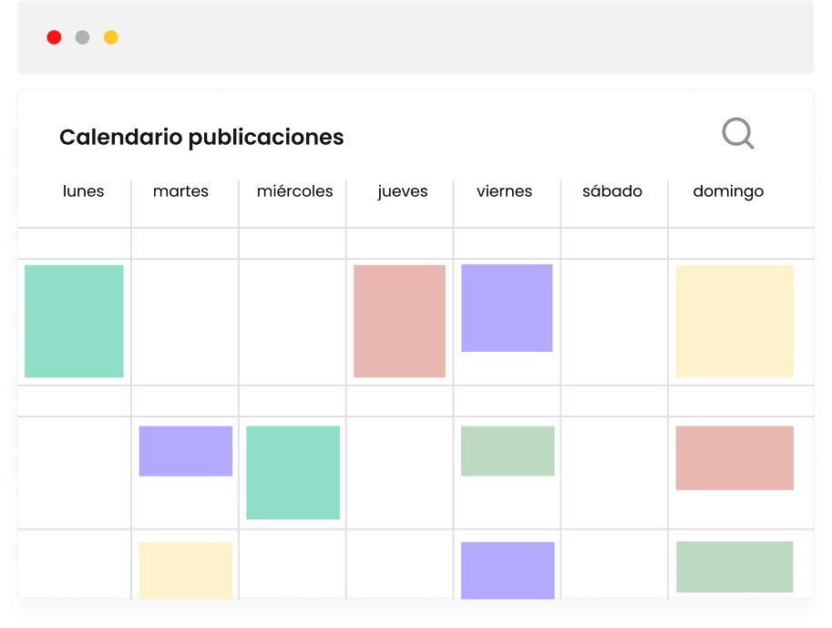 Calendario de publicaciones organizado por semana