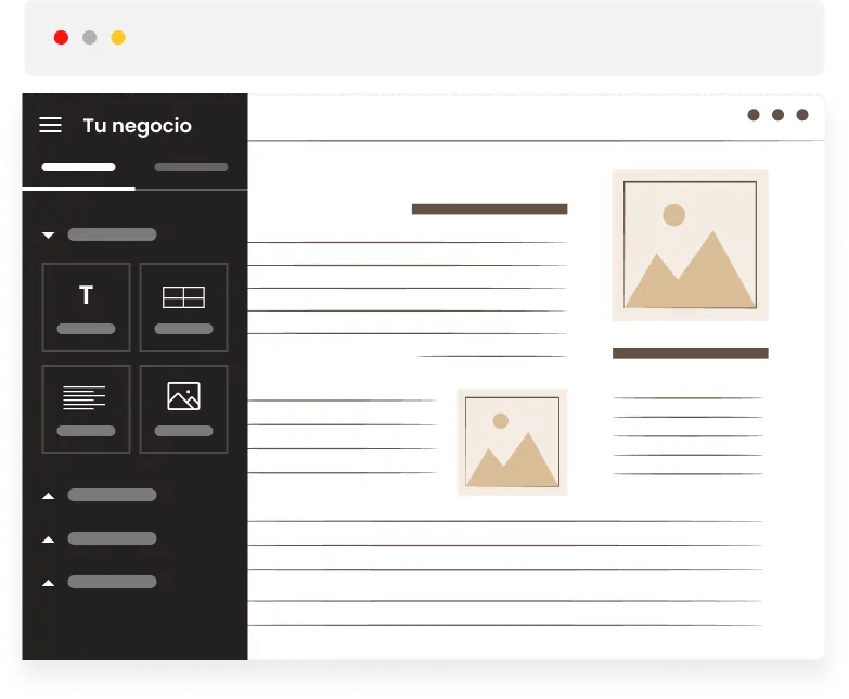 Editor visual de WordPress con el bloque 'Tu negocio'