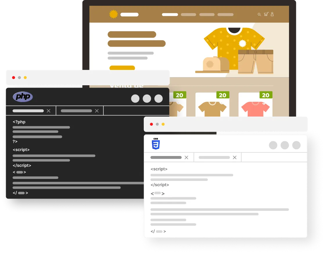 Example of custom web development with ecommerce and PHP code