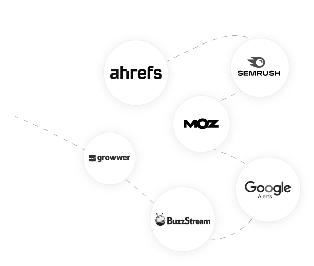 Link building tools: Ahrefs, Moz, Google, Growwer, BuzzStream