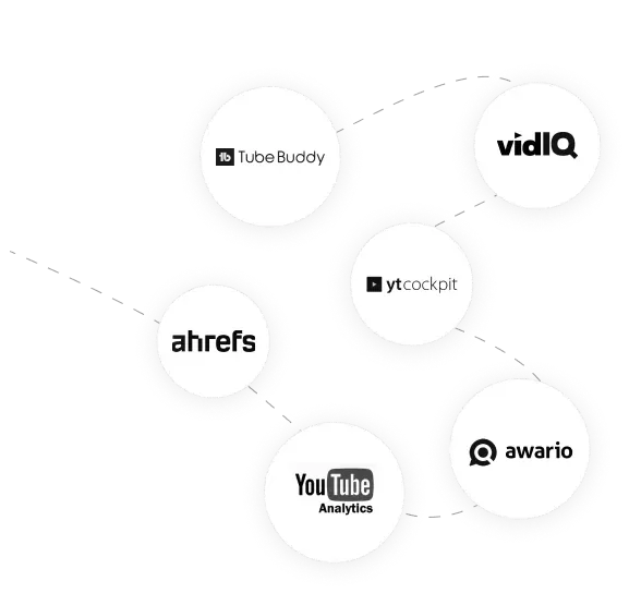 Herramientas YouTube SEO: TubeBuddy, vidIQ, YT Cockpit, Ahrefs, Awario, YouTube Analytics