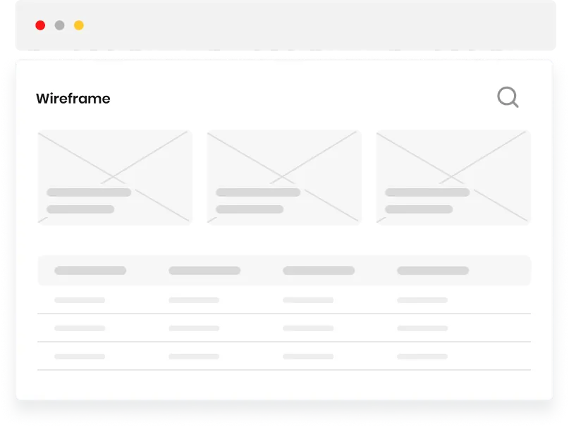 Interactive prototype with wireframes and mockups
