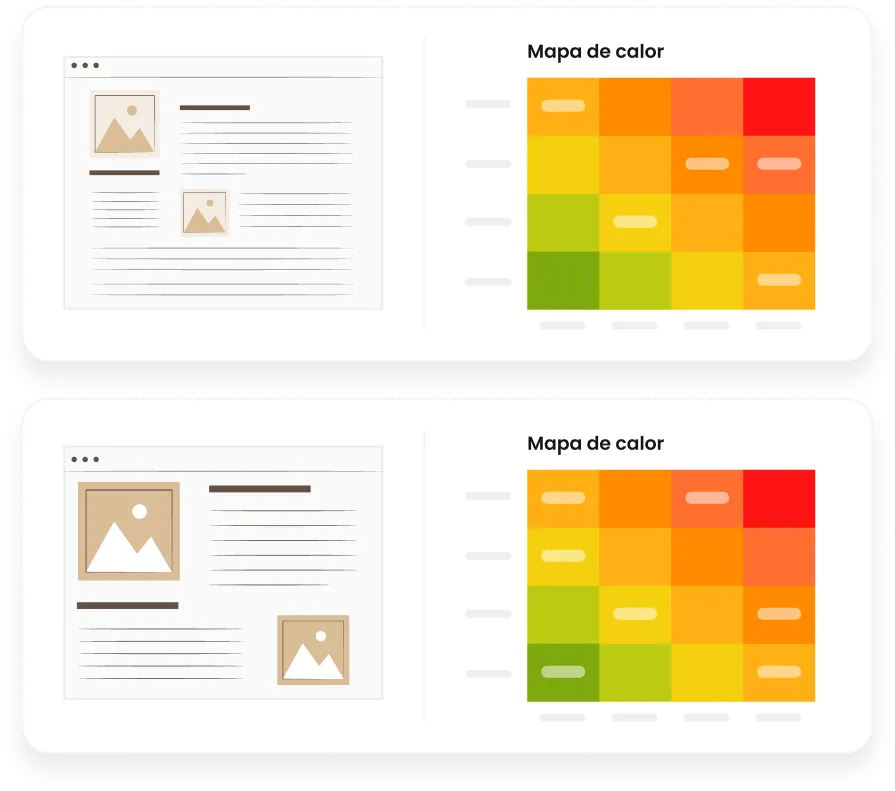 Mapa de calor sobre dos maquetas distintas para validar el diseño