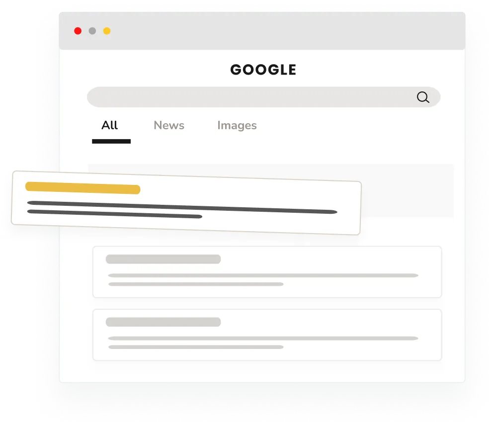 Organic results on Google