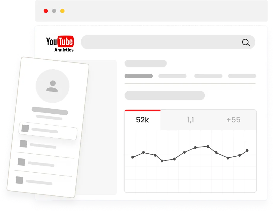YouTube Analytics dashboard con métricas del canal