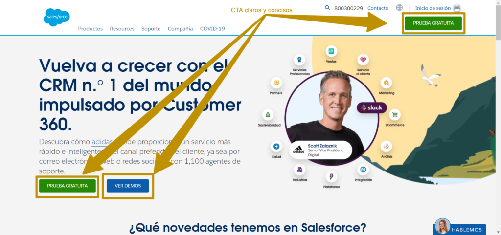 LLamadas a la Acción para negocios B2B y SAAS