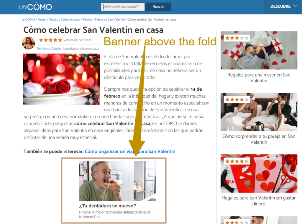 Ubicar el Banner siempre above the fold o lugares prominentes