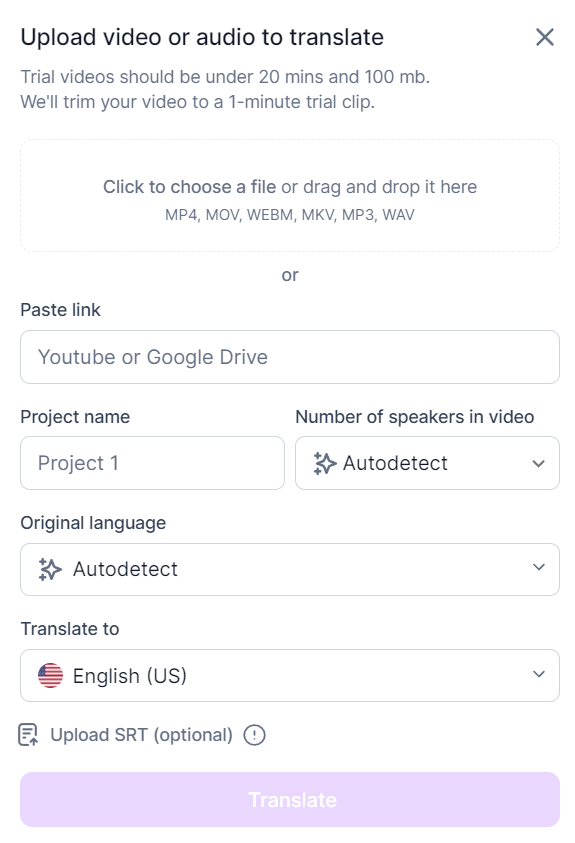 image2 4 Caption of video uploader for AI translation