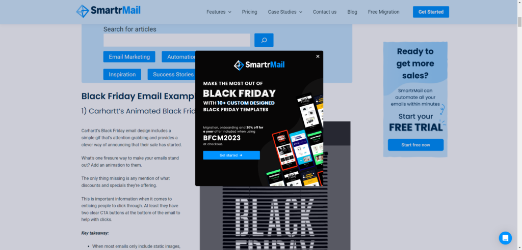 email marketing black friday campaing example opt in