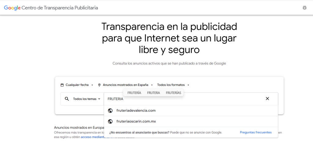 Centro de transparencia publicitaria